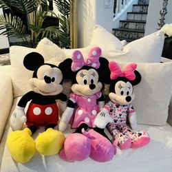 1-Mickey Mouse, 2-Minnie Mouse Plush Set $20.00 All