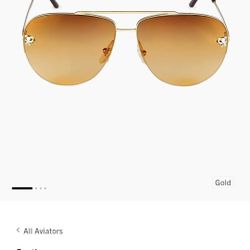Cartier 
Panthere de Gold Mirrored Pilot Ladies Sunglasses