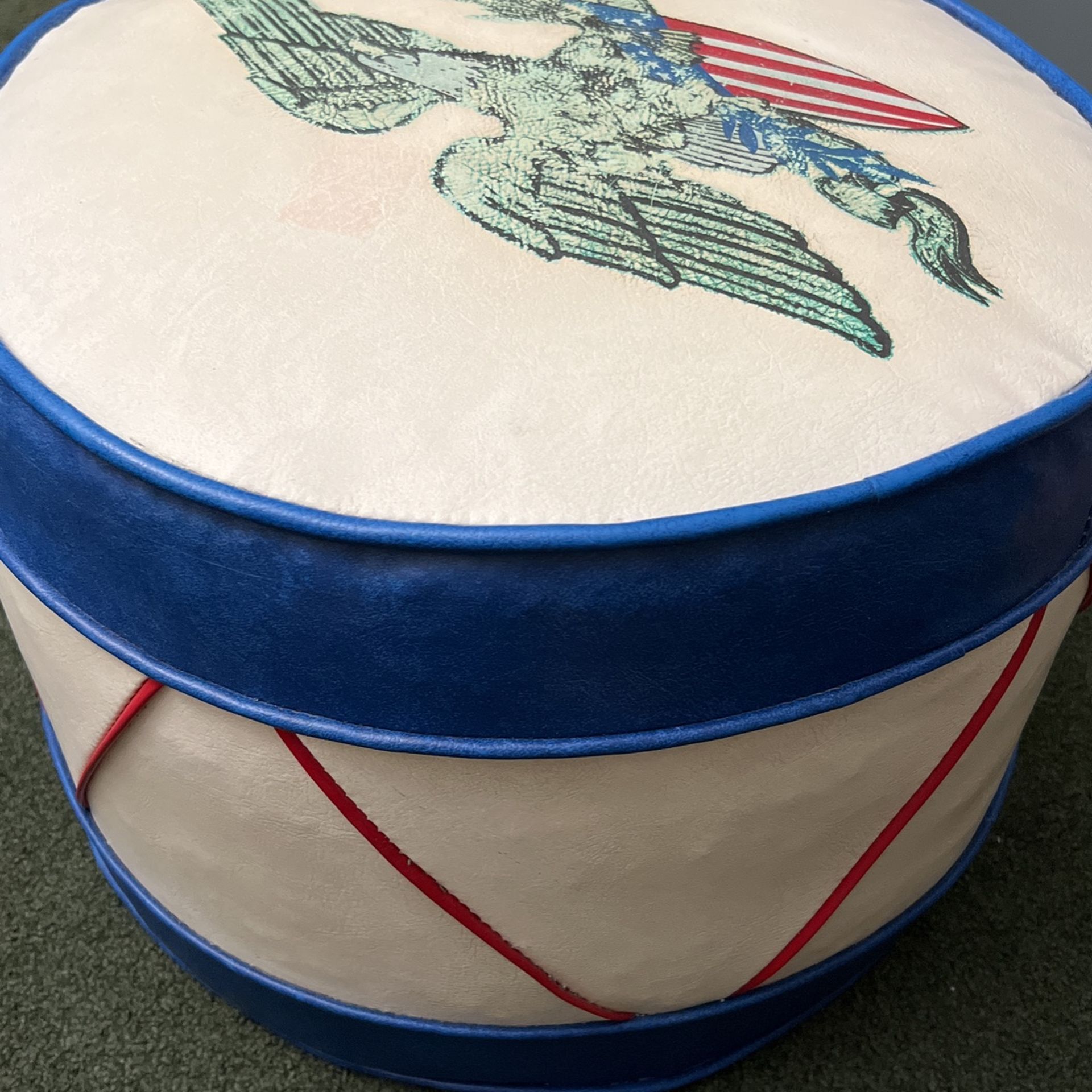 Vintage Babcock Americana Ottoman Mid Century Modern Eagle With Flag Drum Style