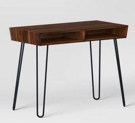 Mid-Century Wood Desk with Hairpin Legs