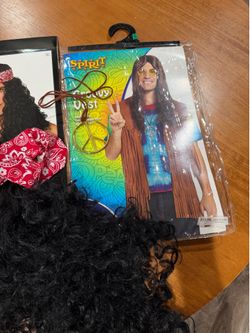 Hippie costume vest , necklace and wig included large / XL