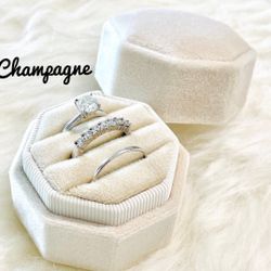 Triple Octagon Monogram Velvet ring Box 3 slots Holds 3 Rings Bearer Box Stacking Ring For Bridal Shower Wedding Photos And Storage