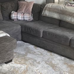 Large Gray Sectional Couch WITH QUEEN SIZE Pullout Mattress Inside