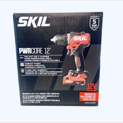 SKIL PWRCORE 12V Brushless Drill Driver Kit 1/2" Compact Power Tool W/ Battery