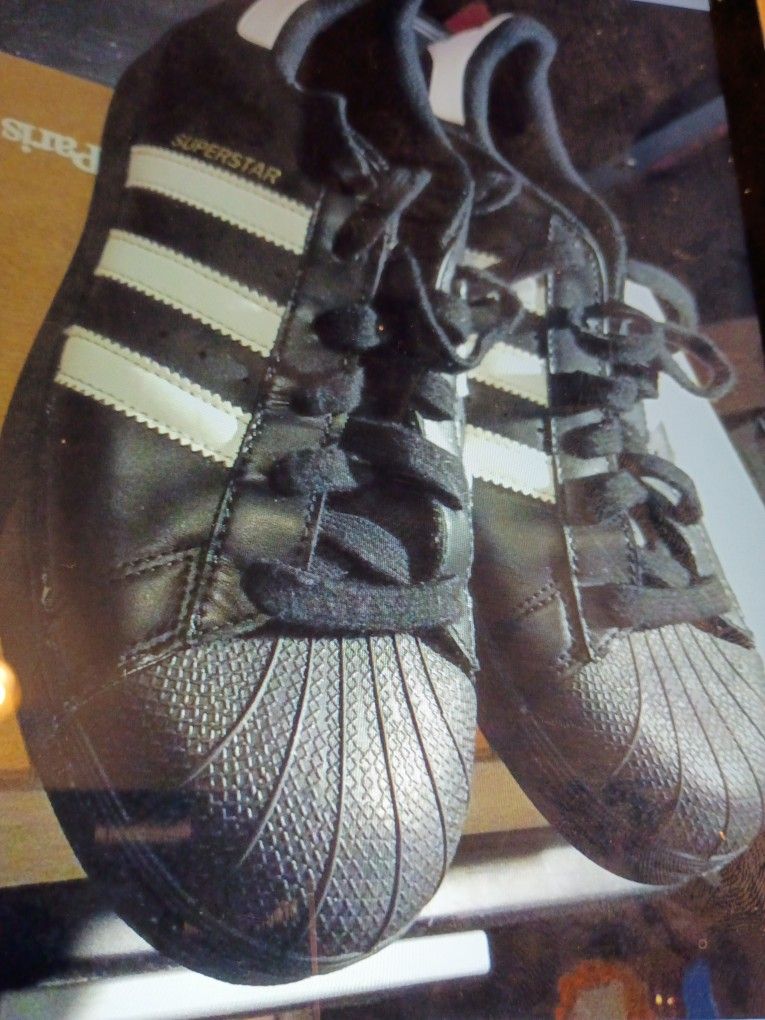 ADIDAS SUPERSTAR CLASSIC SHELL BLACK SNEAKER SIZE 7