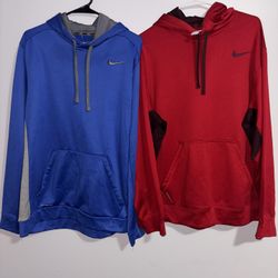 Nike Bundle 2 Lot Therma-FIT Hoodie Men’s XL Red Blue Two Tone Winter Pullover