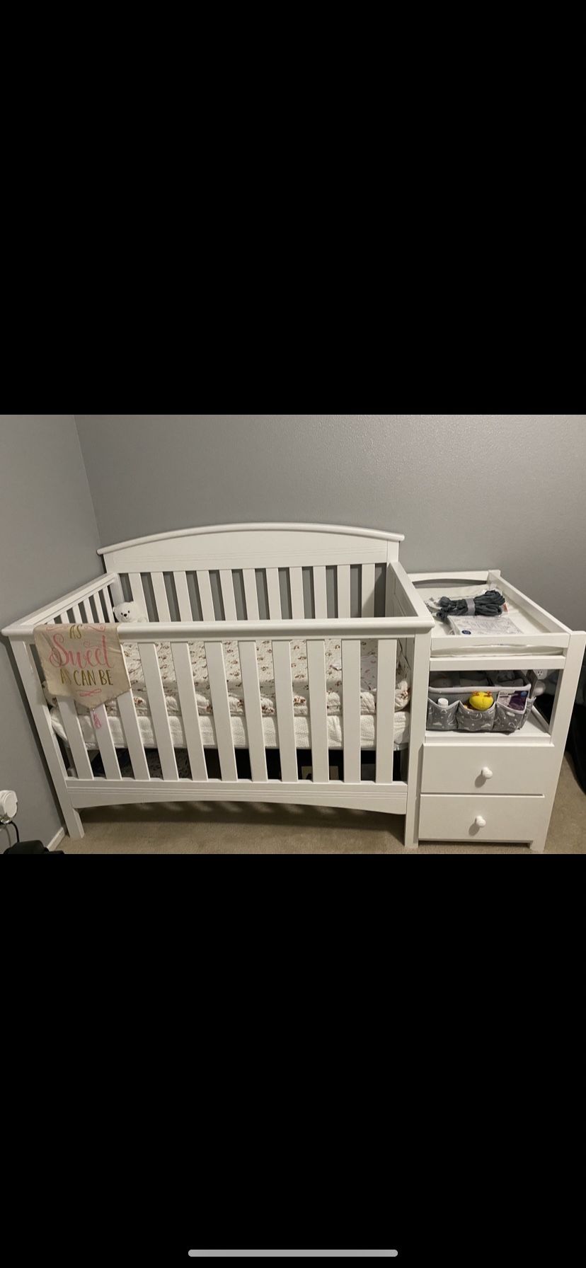 White Crib with Changing Table