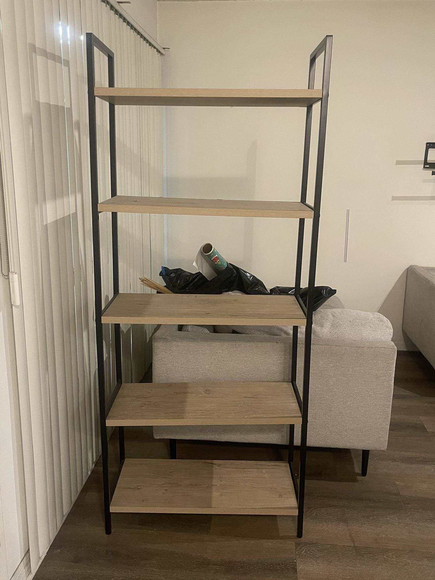 72" 5 Shelf Loring Ladder Bookshelf - White Oak