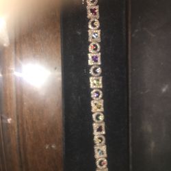 Sterling Silver 925 Multi Gemstone Bracelet 