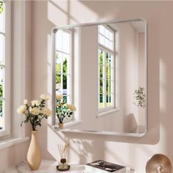Brushed Nickel 36x36” Bathroom Vanity Mirror