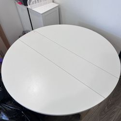 White Round Dining Fold Down Table 