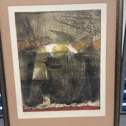 Belgian Artist Rene Carcan Abstract Etching 