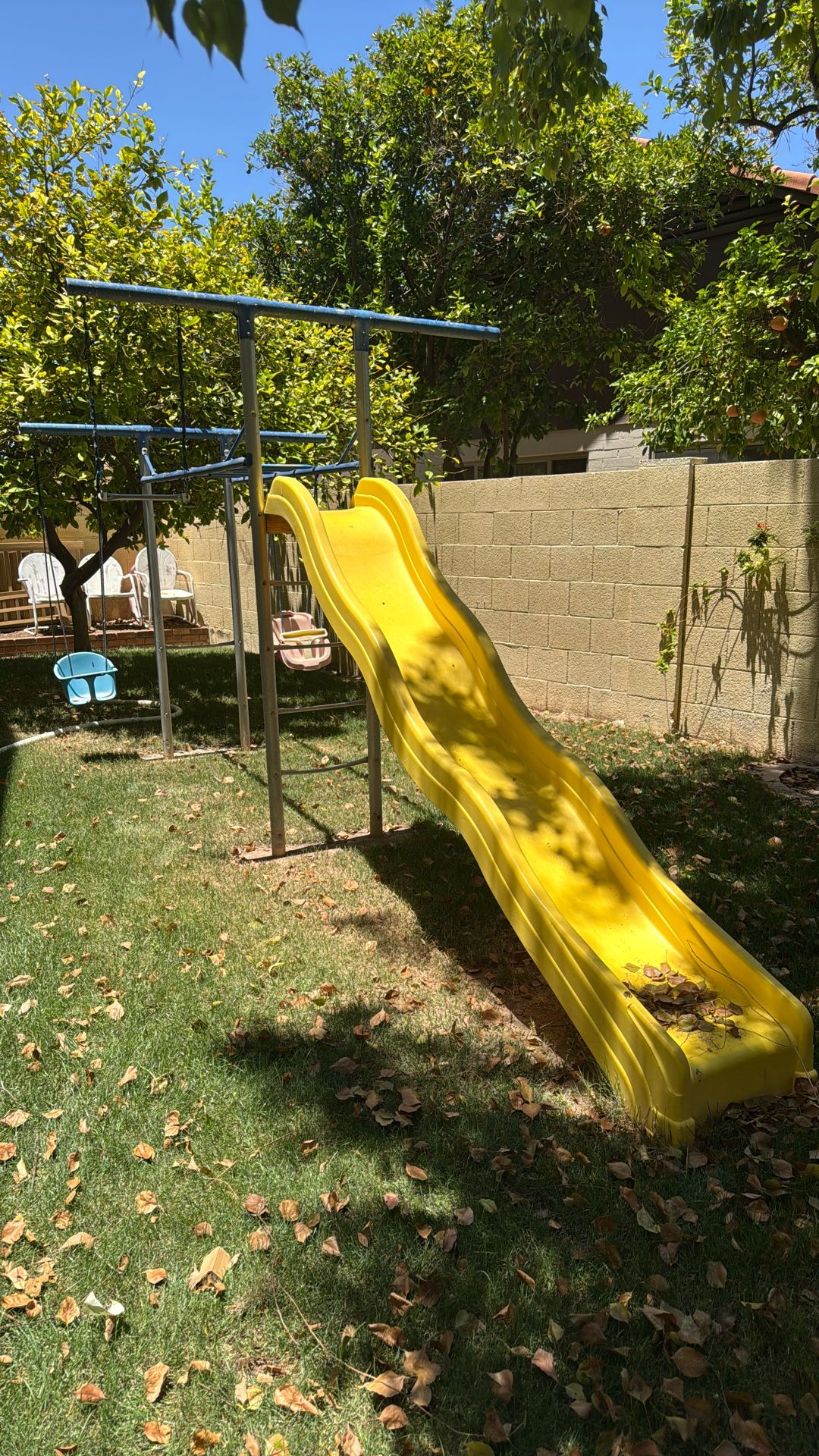 Free swing, jungle gym, slide