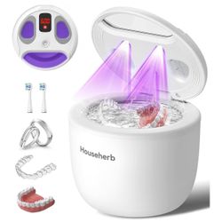 Ultrasonic Retainer Cleaner, Dental Cleaning Pod for Denture, Mouth Guard, Aligner, Night Guard, Braces, Toothbrush Heads, Jewelry