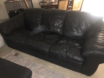 Black Leather Couch With Ottoman