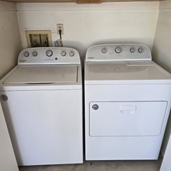 Whirlpool white top load washer and electric dryer set