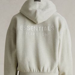 Fear of God ESSENTIALS Heather Stone Classic Fleece Zip Up Hoodie
