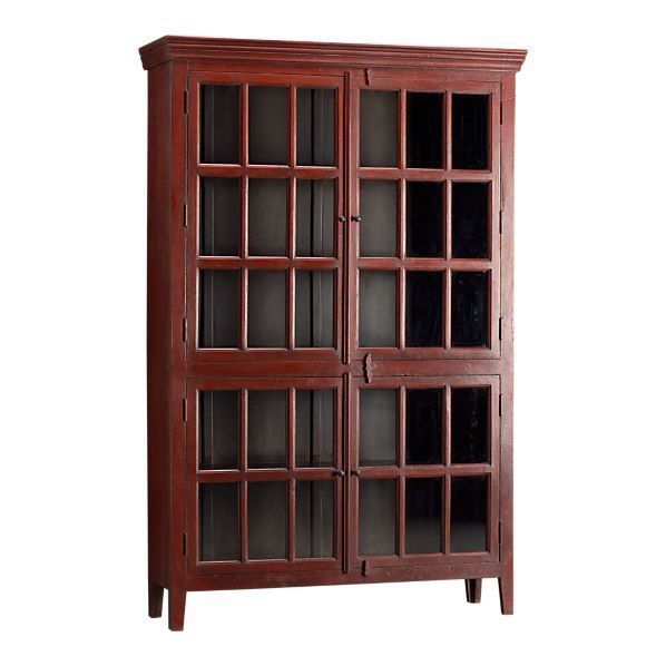 Crate & Barrel Rojo Red Tall Cabinet
