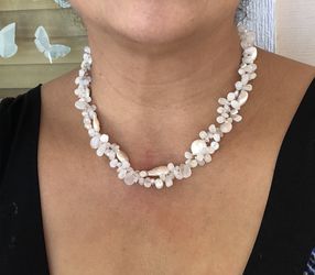 Moonstone,crystal quartz,kish pearls