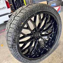 24x10 Gloss Black Offroad Wheel and Tire Package!-WE FINANCE CREDIT OK