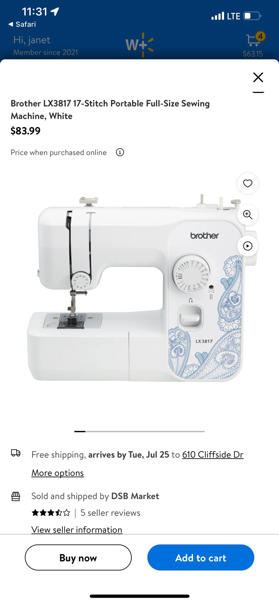 Brother LX3817 17-Stitch Portable Full-Size Sewing.Machine, White