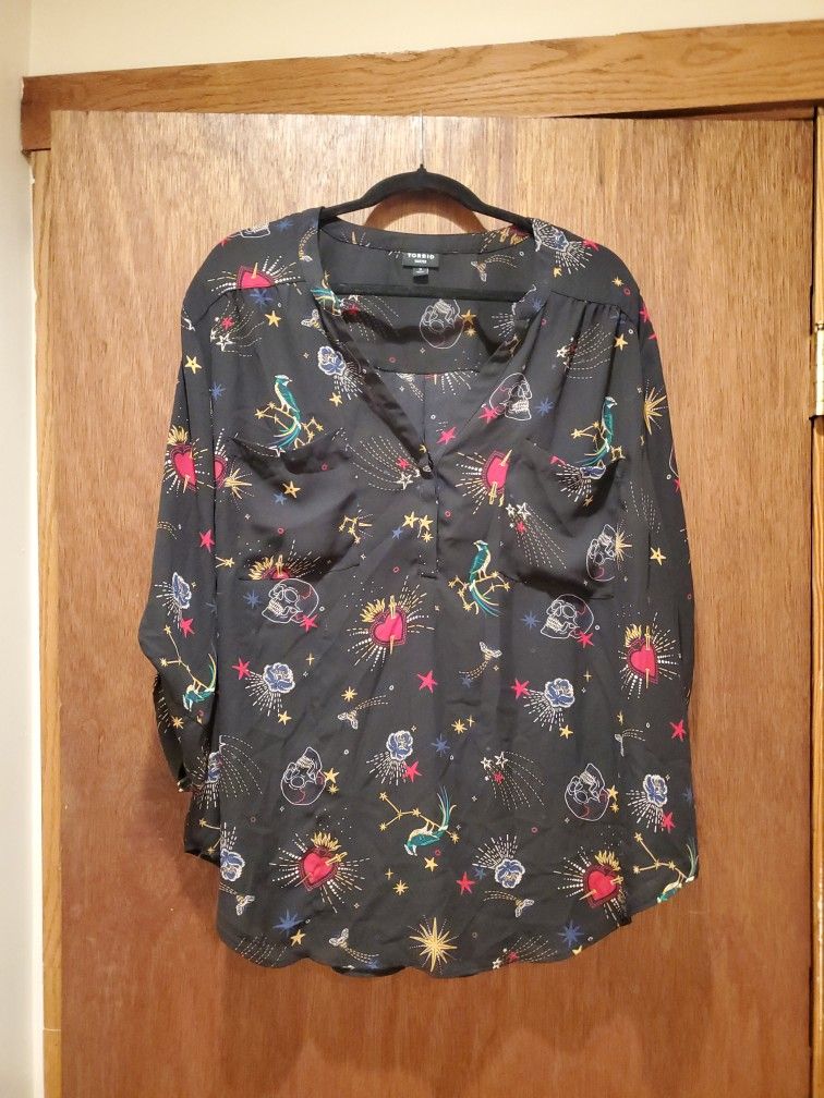 Torrid Printed Blouse 3xl 3 22/24