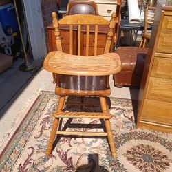 SOLID OAK HIGH CHAIR 