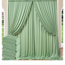 30 ft x 10 ft Wrinkle Free Sage Green Backdrop Curtain for Parties, Thick Green Polyester Photo Backdrop Drapes for Baby Shower Wedding Engagement Bir