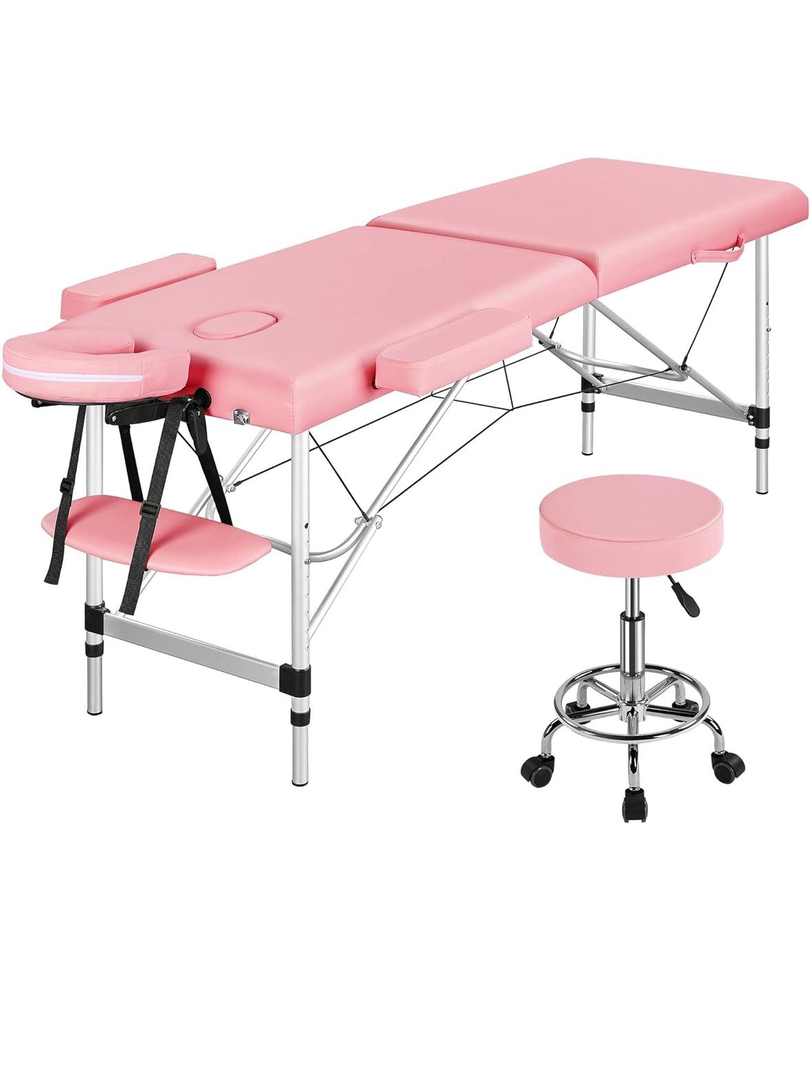 Pink Massage Table And Stool