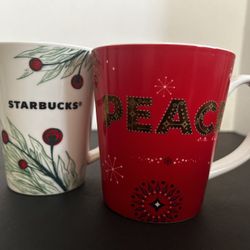 Set Of Two Starbucks Holiday Mugs