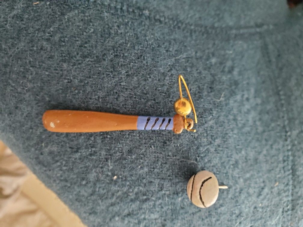 Baseball And Baseball Bat Earrings