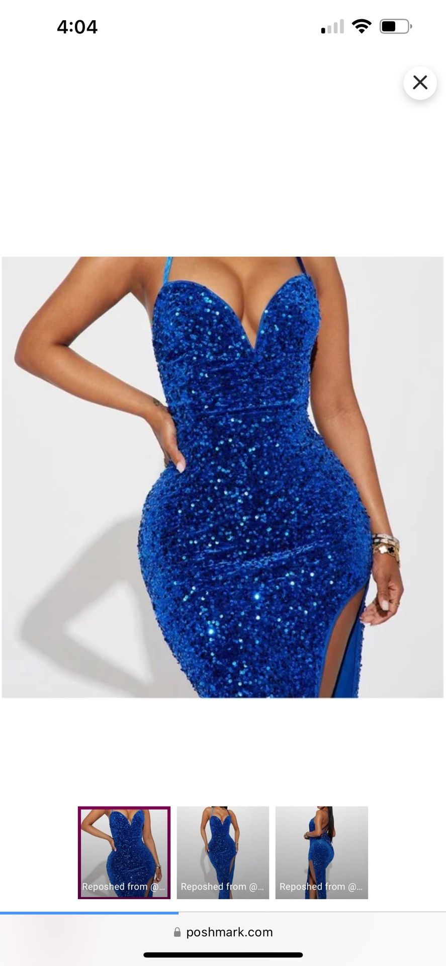 Allison Velvet Sequin Gown - Royal