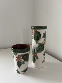 BRAND NEW Set of 2 Crate and Barrel Holiday Decorative Vases