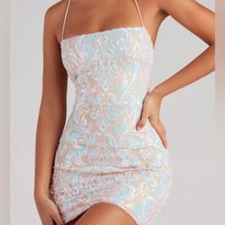 (XS)windsor white sequin dress