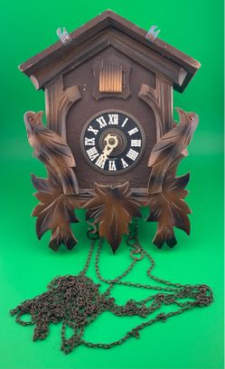 Vintage Black Forest Wood Cuckoo Clock Birds West Germany For Parts Or Repair