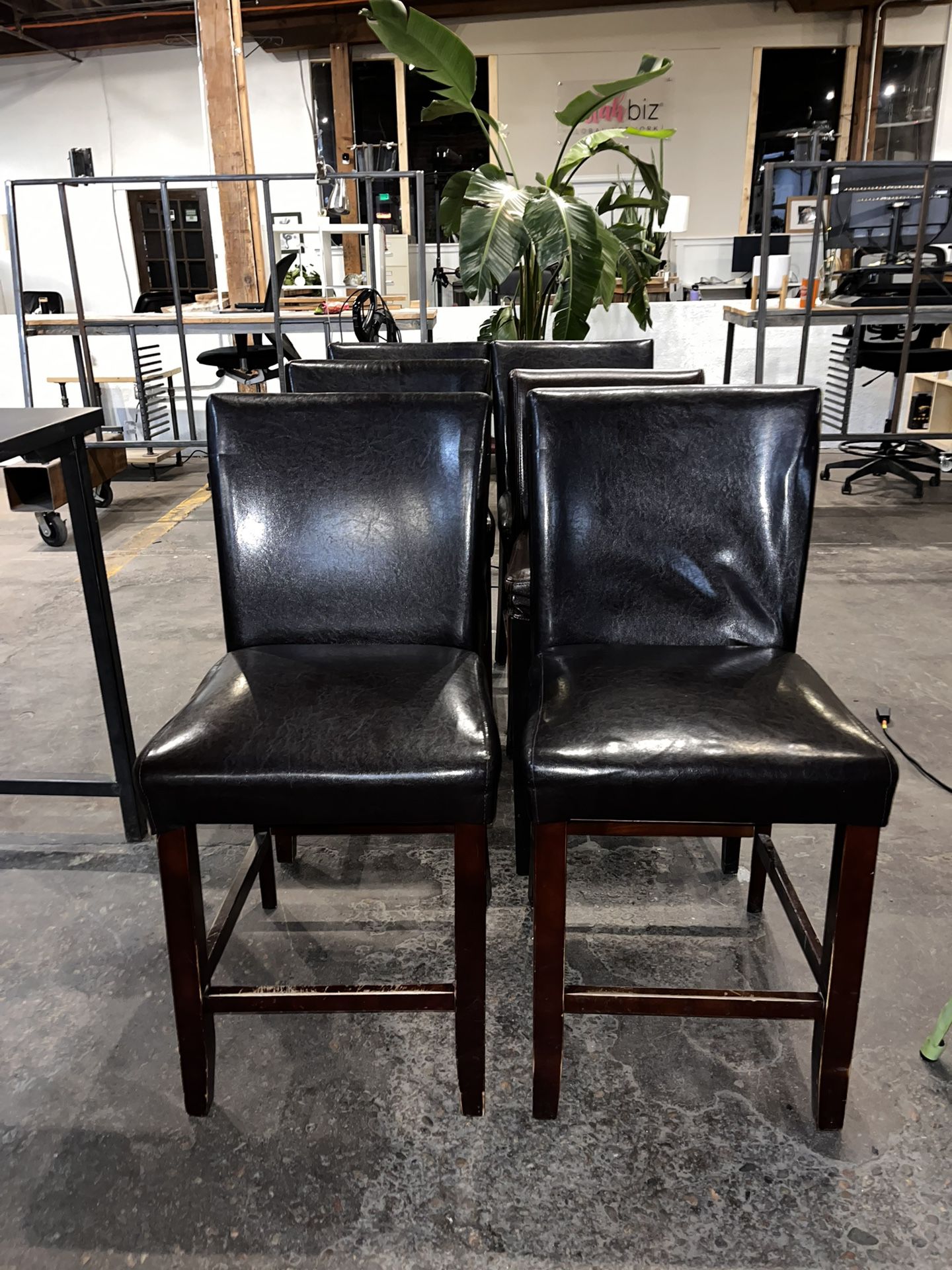 6 Dark Brown Leather Chairs