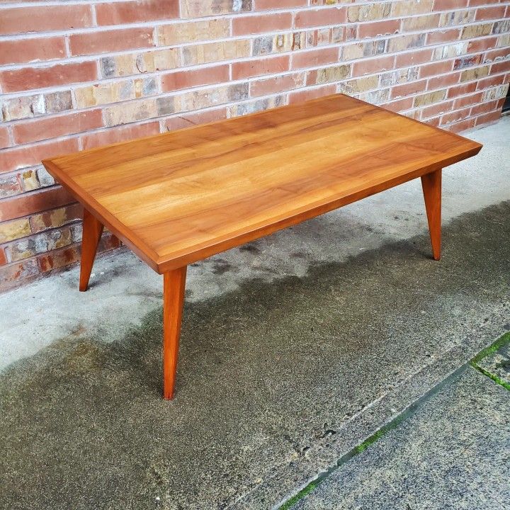 Mid Century Modern Solid Walnut Large Coffee Table Vintage