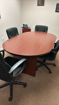 Oval Conference Table with 4 Office Chairs