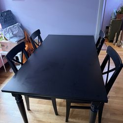 Black Wood Table with Leaf