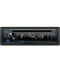 KENWOOD KDC-BT282U CD Car Stereo - Single Din, Bluetooth Audio, USB MP3, FLAC, Aux in, AM FM Radio, Detachable face with White 13-Digit LCD Display an