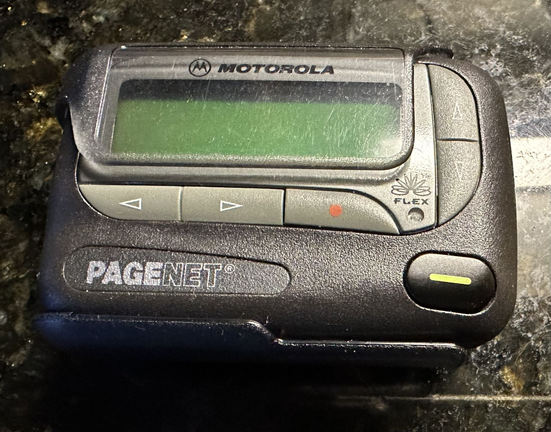 Vintage Motorola Pager Beeper Black W/ Belt Clip Pager In Working Condition