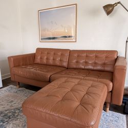 $500- Leather Sofa And Ottoman