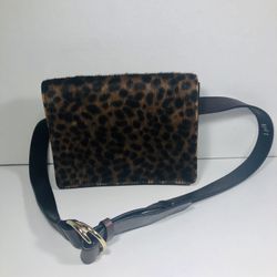 J.jill Made In Italy Belt Bag Leopard Print Calf Hair And Leather Xs/s