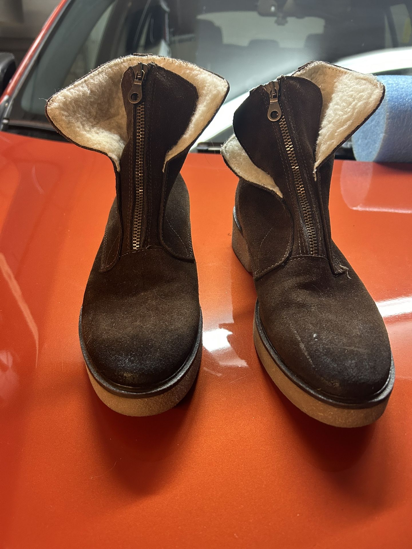 Italian Leather Ankle High Zipper Boots Lined