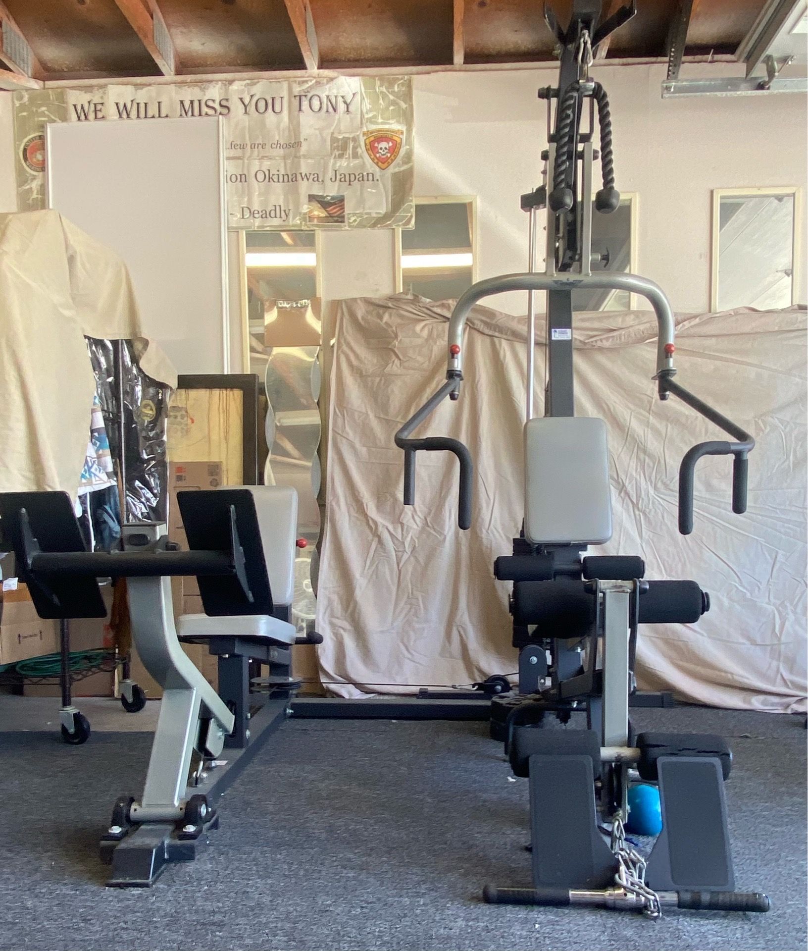 Gym with leg press
