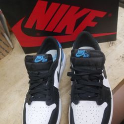 Nike Wmns Air Jordan 1 Retro Low OG White Blue Black Women's Sz 11.5 . NEW 