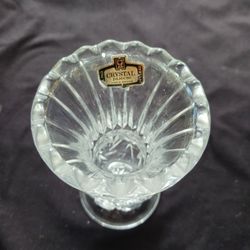 Vintage, 24% Lead Crystal Zajecar Small Footed Vase, Made in Yugoslavia
