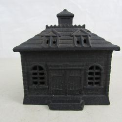 Bank Building Vintage Heavy Cast Iron Coin Bank


