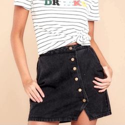 Honey Belle Black Jean Skirt