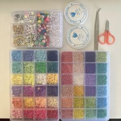 17250pcs- 6mm Clay Beads and 2mm Seed Beads for Bracelets Making Kit, New